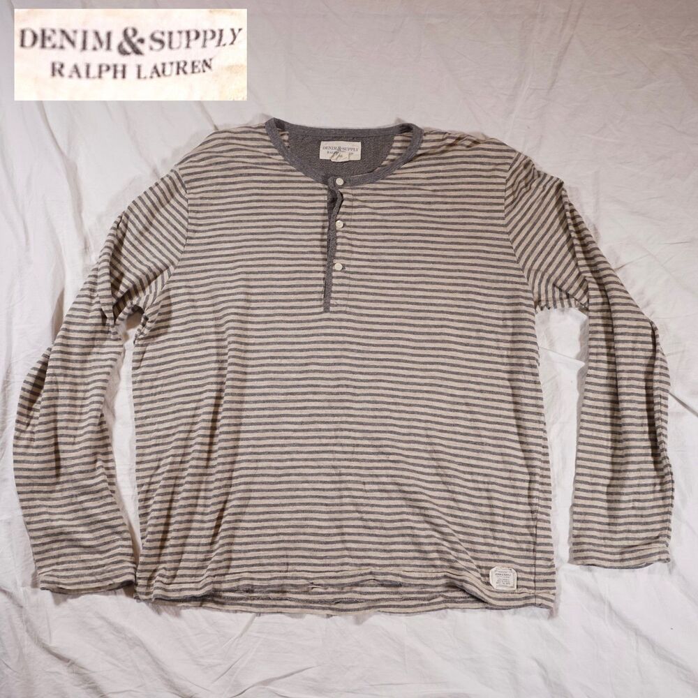 Ralph Lauren Denim and Supply Striped Henley Vintage Y2K Mens XXL